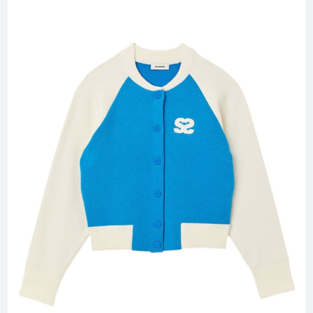 Sandro Blue and White Cardigan
